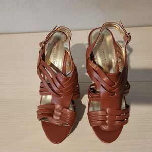 Size 9 sandal with 3 1/2 inch high cork wedge heel